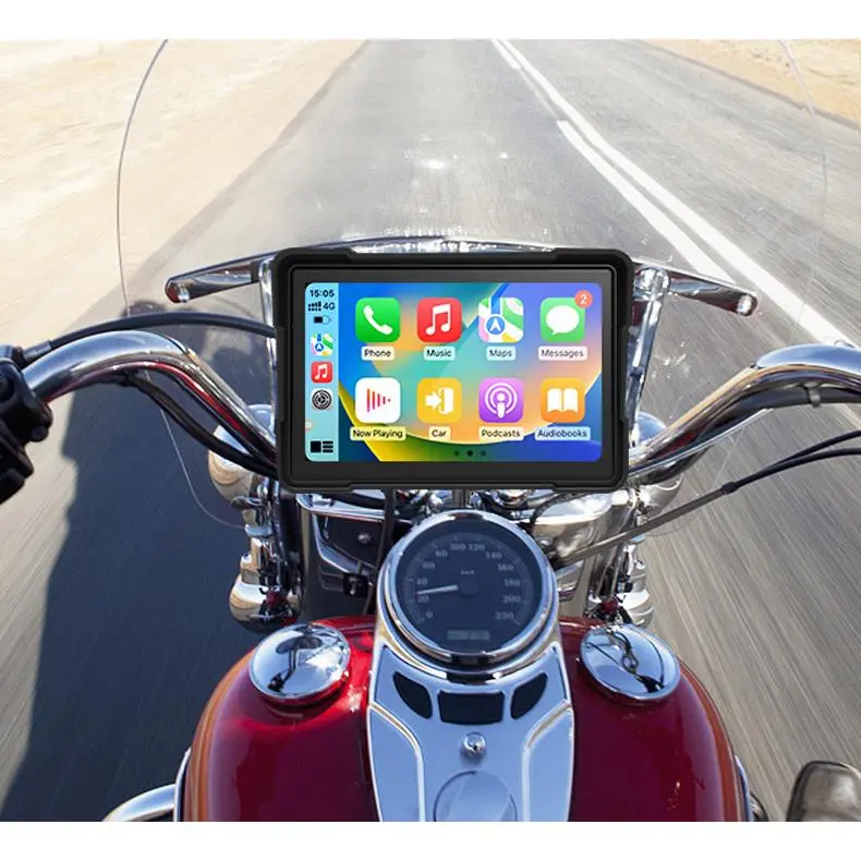 5-Inch Motorcycle Wireless CarPlay Navigation Unit - HD Dash Cam with Front & Rear Loop Record, Tempered Glass, Easy Mounting, HD Camera Feed for Universal Fit, P504