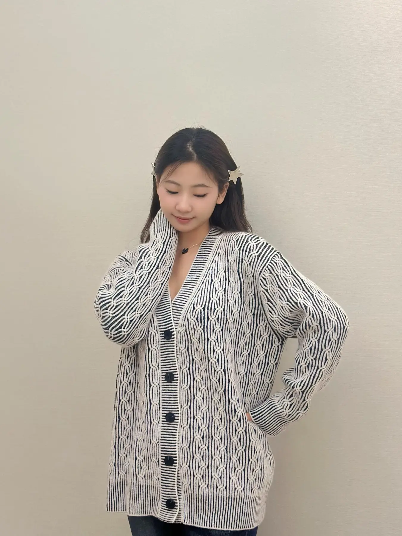 V Neck Knit Cardigan, Korean Style College Look, Loose Fit Lazy Design, Daily Commute, Student School, Casual Outing, Home Wear