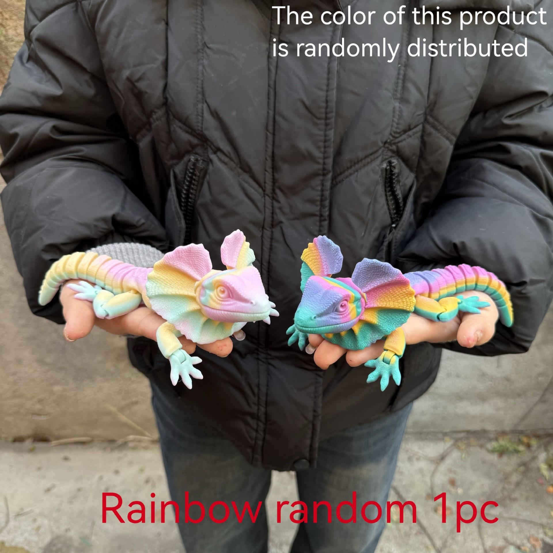 3D Printed Frilled Lizard Toy Articulated Full Body Movable Joints Animal Figurine Birthday Gift