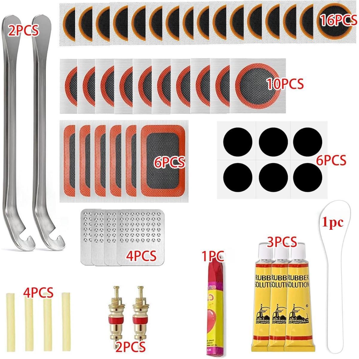 Bicycle Tire Repair Kit, 56pcs/set Self-adhesive Puncture Repair Kit, Multifunctional Bicycle Repair Tool with Glue-free Patch, Suitable for Road Bike Bike Tools