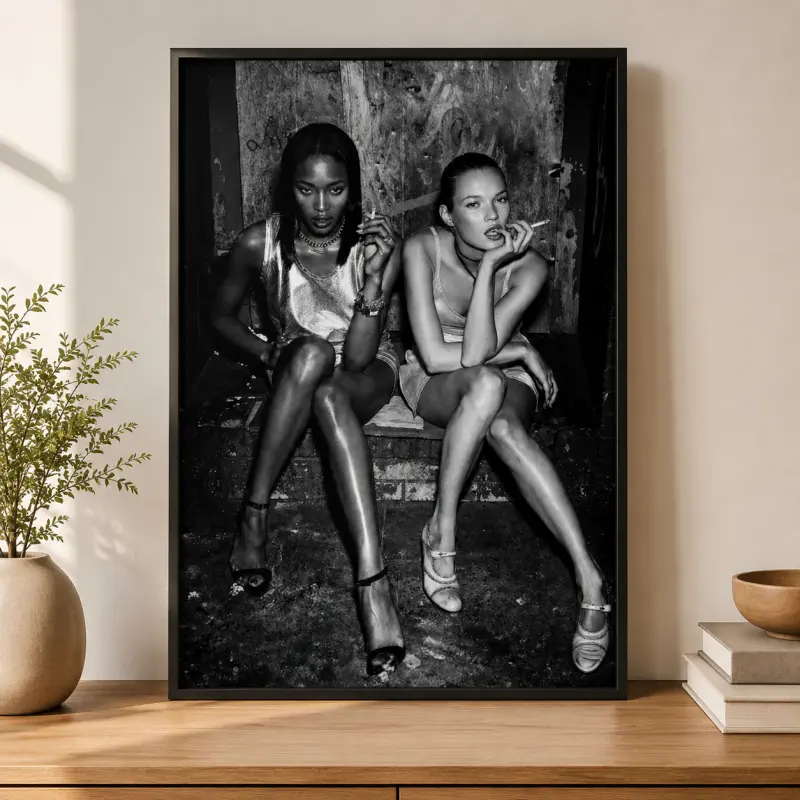 NBHYK Naomi Campbell & Kate Moss Smoking Printed Poster, Black and White Fashion Wall Art & Wall Decor, Eco-Friendly, Fade-Resistant, Waterproof & UV-Protected for Teen Girl Room, Fashion Poster, Model Wall Art, Aesthetic Decor, Vintage Fashion Decor, Gir