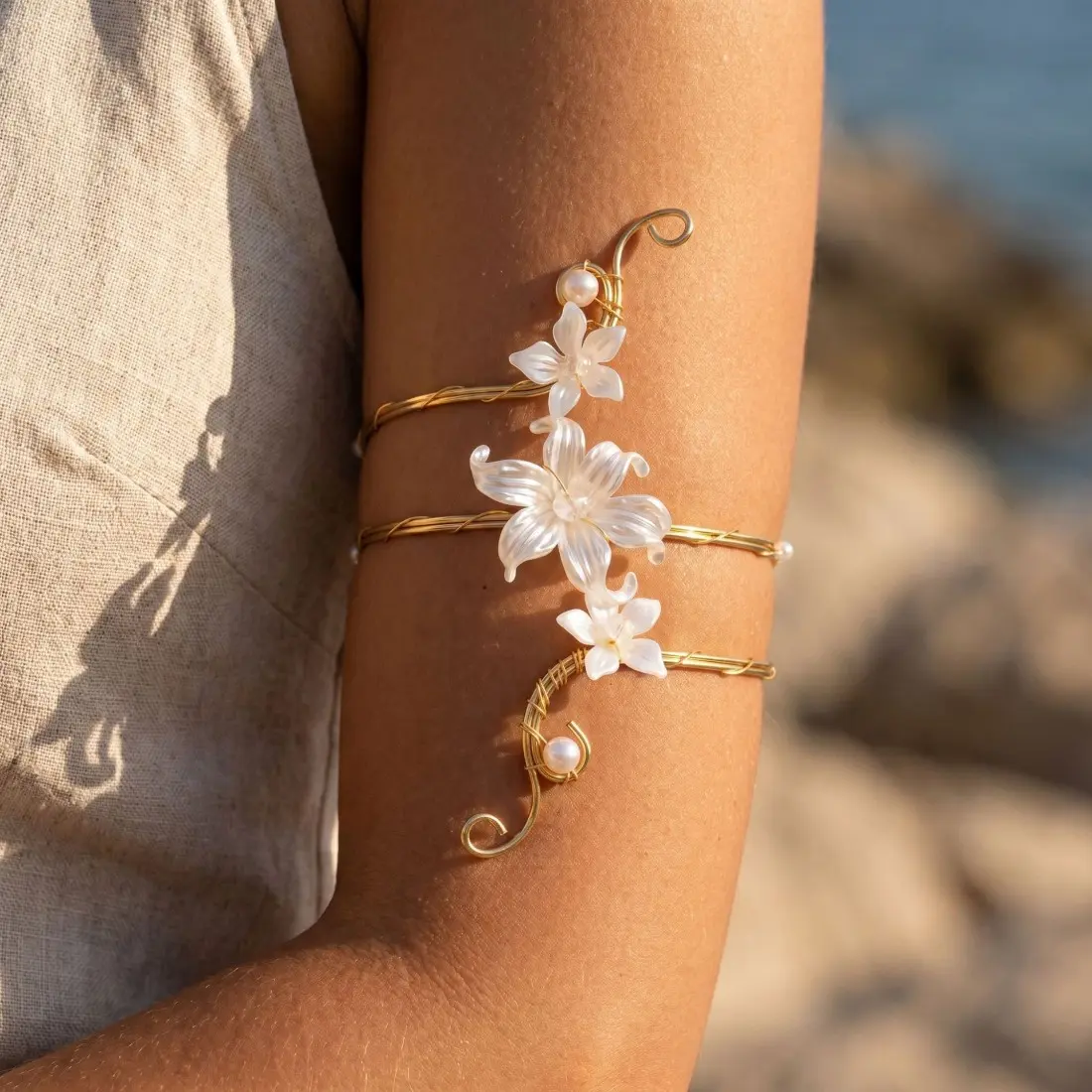 Openwork Geometric Arm Cuff for Women, Boho Statement Steel Upper Arm Bracelet, Adjustable Lightweight Jewelry for Festival & Beach Outfits, Womens Gifts, Steel&Plastic, Accessories For Women, Party, Fashion, Female, Stainless Steel