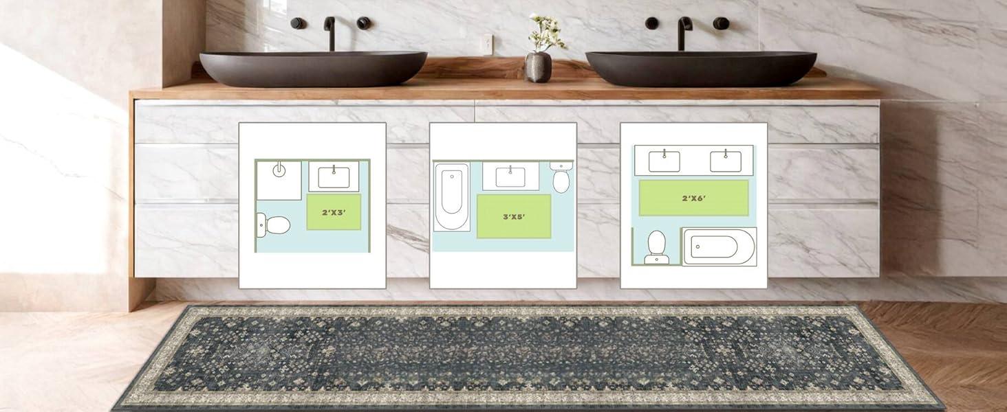 2x3 Entry Way Rugs Indoor - Dark Green Small Throw Rug for Kitchen, Bathroom, Insect Boho Design, Washable Non Slip Stain Resistant