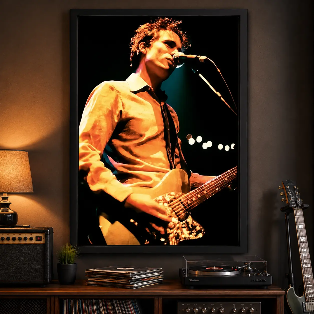 Jeff Buckley Concert Print Poster - Waterproof Vintage Artistic Framed Painting, Bedroom Wall Decor, Music Fan Targeted Home Supplies with Included Box, Paintings, Canvas Wall Art Print, Vintage Music Room Decor, Gift for Rock Fans