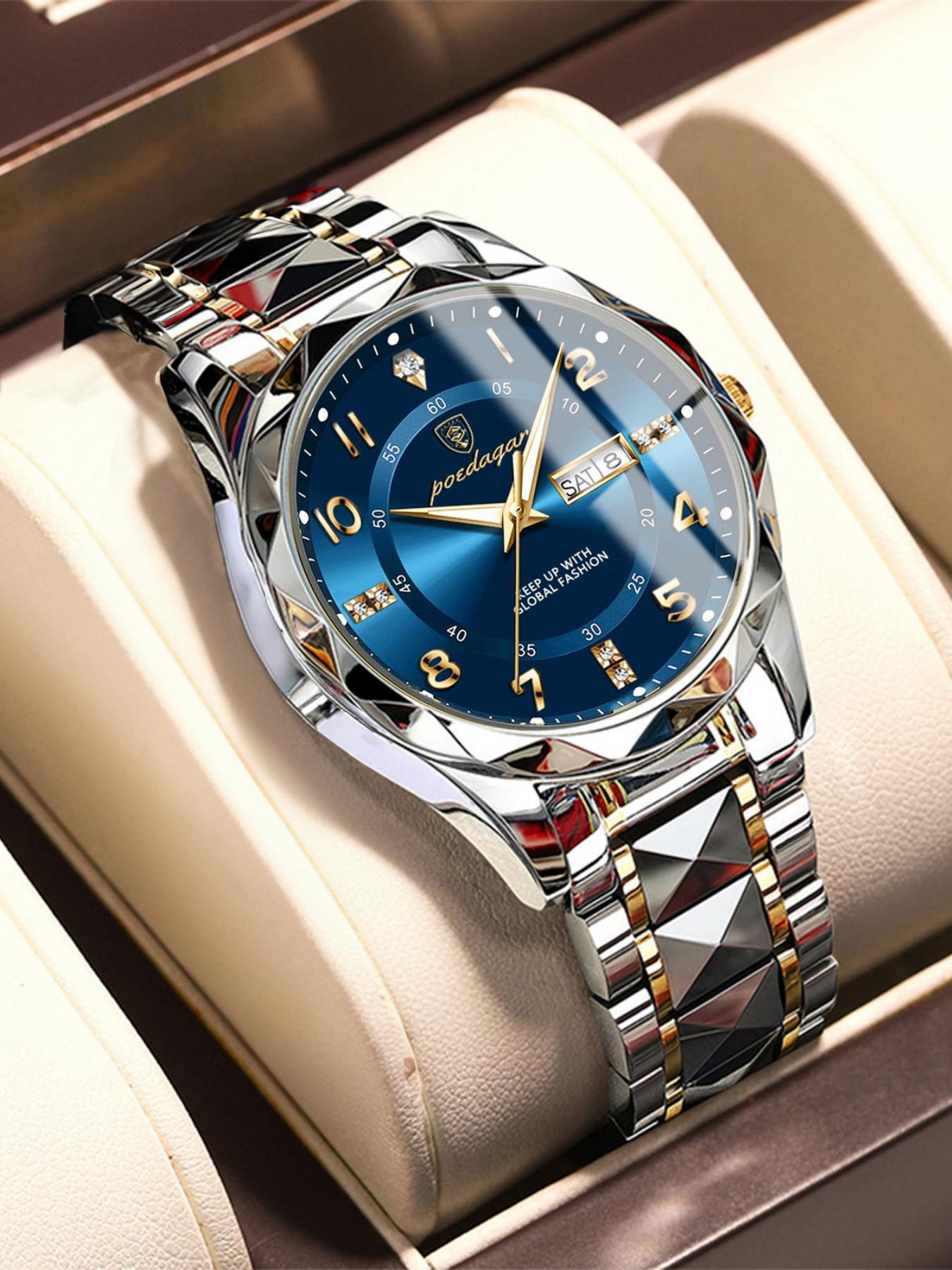 Business Fashion Analog Quartz Watch, Fashion Waterproof & Luminous Watch for Men, Trendy All-match & Exquisite Watch for Birthday Gift with Box, Business Fashion Watches