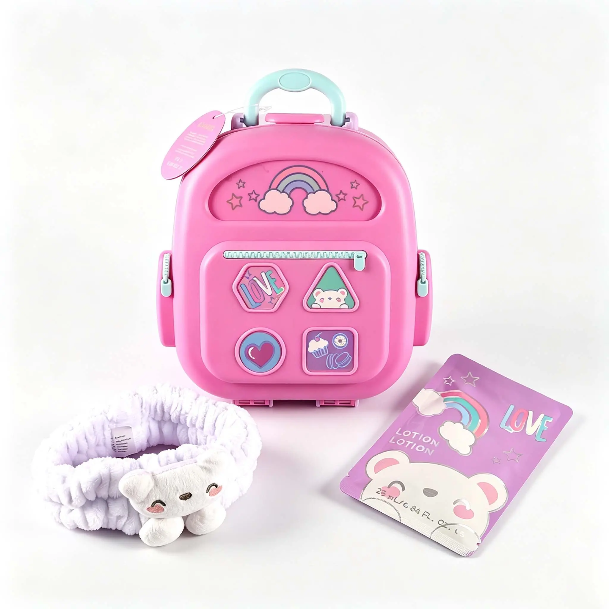 Cute Cartoon Makeup Bag Set, Soft Face Towel + Moisturizing Body Lotion, Portable Cosmetic Storage Kit, Ideal for Daily Skincare & Gift Giving