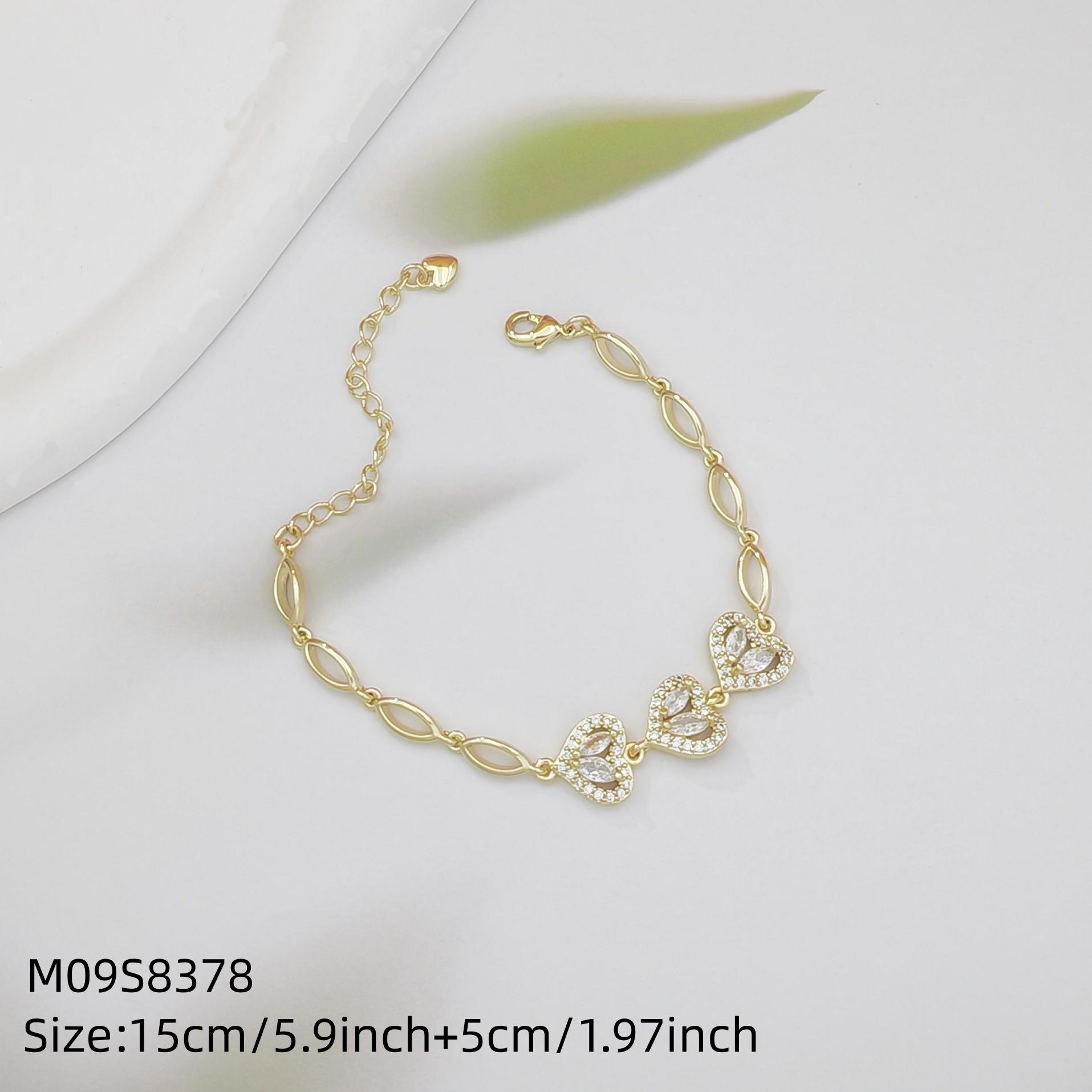 Cute Heart & Waterdrop CZ Bracelet for Women Korean Style Dainty Minimalist Jewelry Delicate Aesthetic Accessory Trendy Sweet Design for Daily Wear, Dates, Parties & Gift Giving