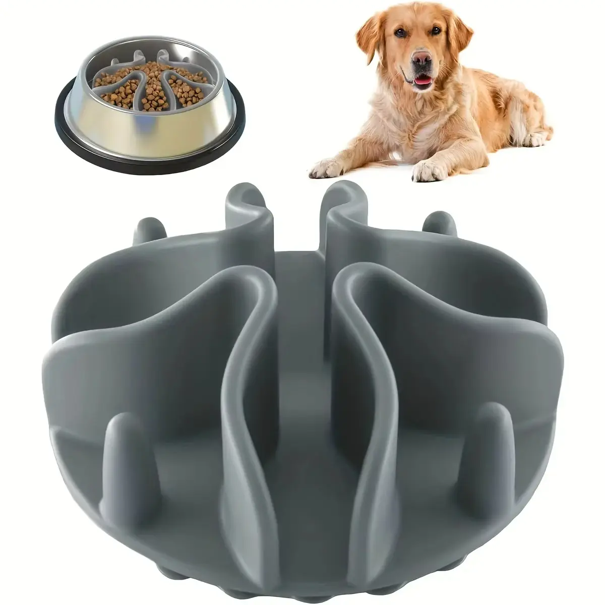 Slow Feeder Dog Bowl Insert - Soft Silicone Puzzle Mat for Mental Stimulation & Healthy Digestion | Fits All Bowl Sizes