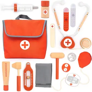 Wooden Mini Doctor Kit for Kids – 14 pcs Medical Playset for Toddlers with Stethoscope, Syringe, Doctor Bag, Blood Pressure Cuff & More – Pretend Play Set for Boys and Girls Ages 3 4 5 6fidget toys