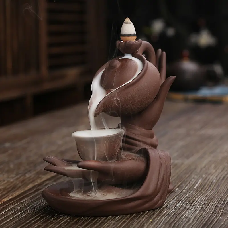 New Buddha's Hand Hanging Pot High Spray Return Incense Burner Creative Teapot Downflow Sandalwood Incense Burner Home Decor Ornament