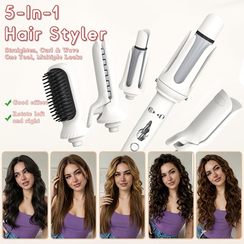 5-In-1 Hair Styler Set with Interchangeable Curling Wand & Straightening Brush, Multi Barrel Curling Iron Kit for Waves, Curls & Volume, for All Hair Types