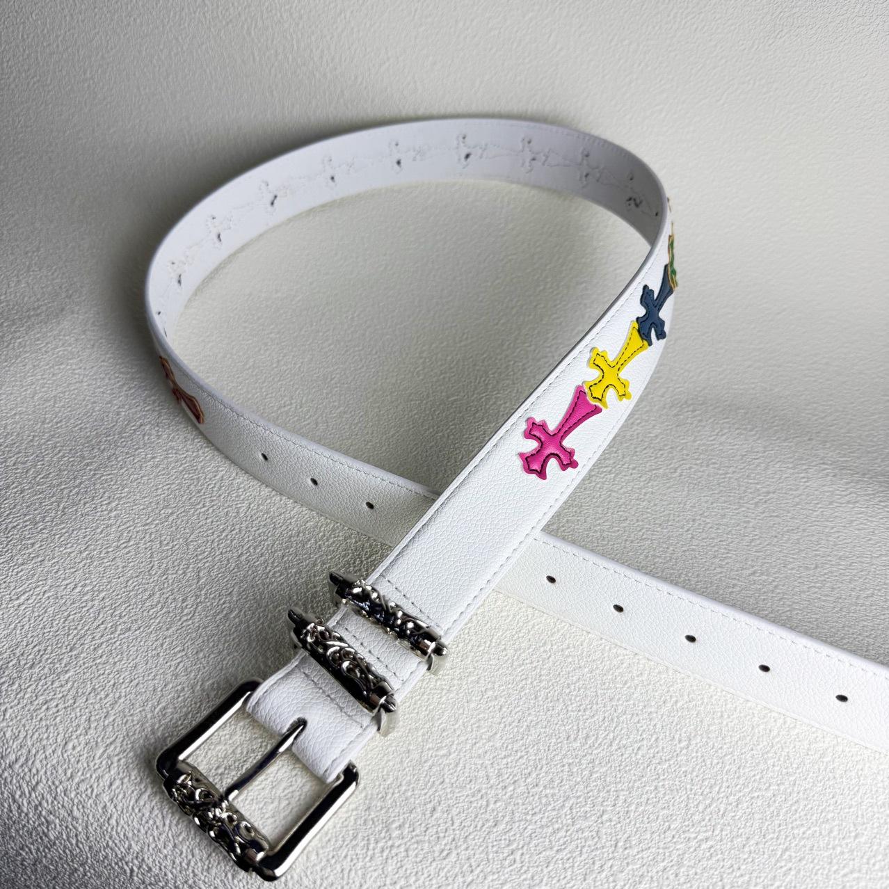 Punk Ste Cross PU Leather Belt| Lychee Pattern Colorful Design Unisex| Daily Outing Party Outfit Essential| Vine Roller Buckle Unique Trendy