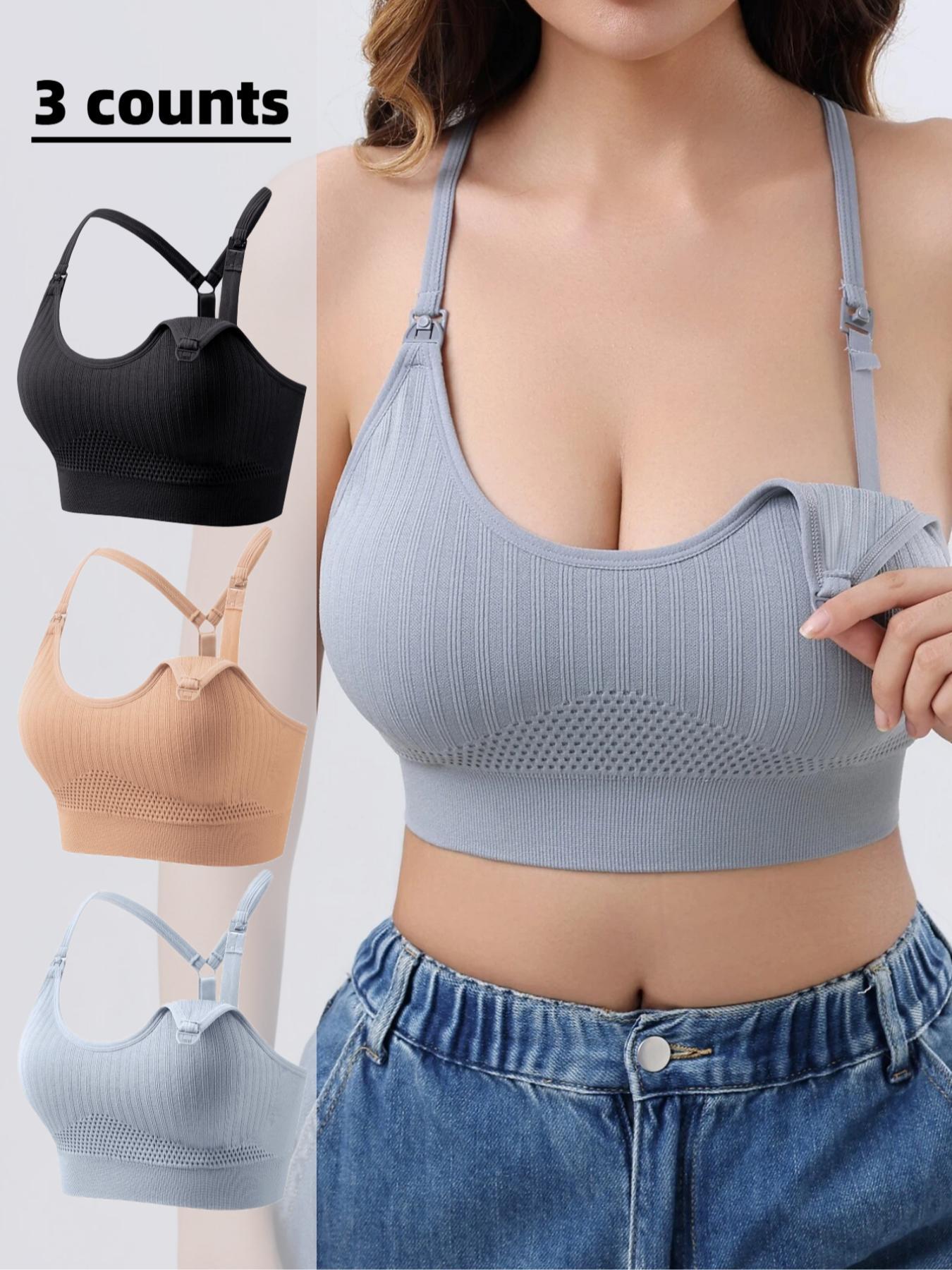 Maternity Solid Color Removable Chest Pads Wireless Bra, Sporty Adjustable Nursing Bra, Maternity Pregnancy Underwear for All Seasons