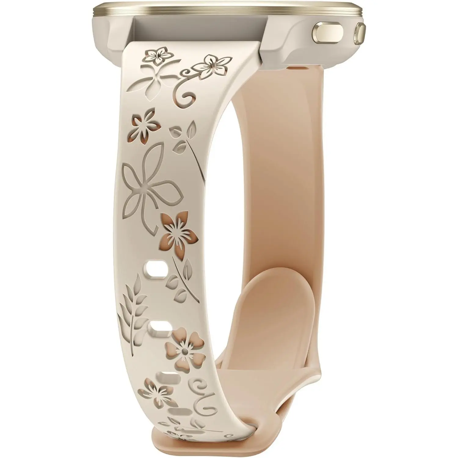 18mm Floral Engraved Band Compatible With  Venu 3S 41mm/Venu 2S/Vivoactive 4S/Vivomove 3S/Venu 4 41mm/Forerunner 255S/Forerunner 265S,Soft Slim  Cute Embossed Flower Strap for Men