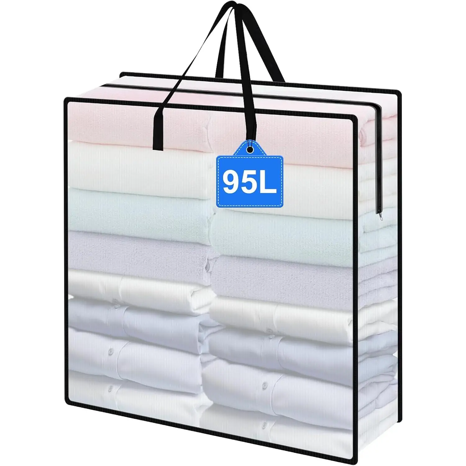 95L Under Bed Storage Bag, Clothes Storage Bags with Zippers and Handles, Clear Moving Bags for Quilt Pillow Blanket Bedding Storage or Wreath Closet Organizer  Storage