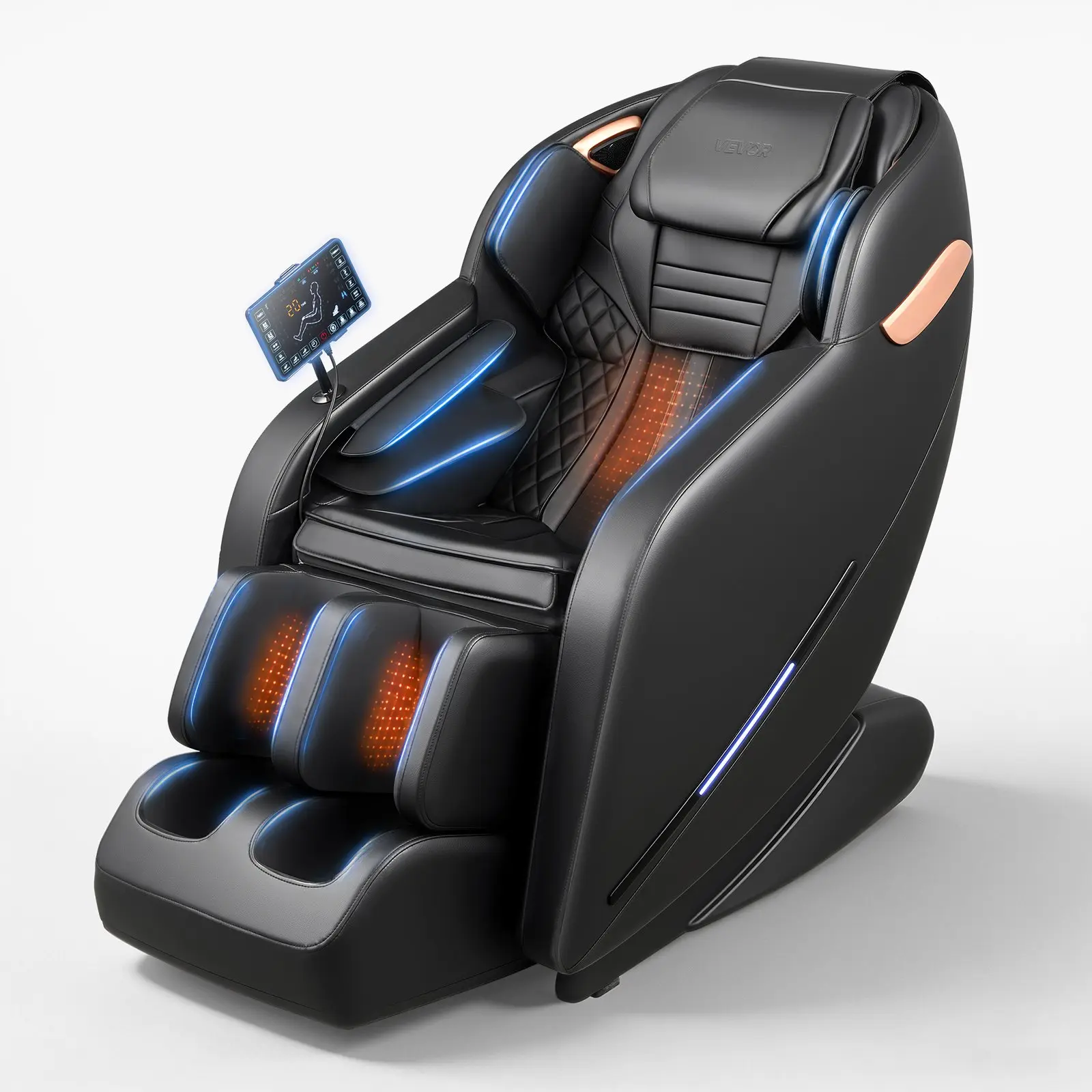 VEVOR Massage Chair, 3D Zero-Gravity Full Body Massage Chair with Extendable Footrest, Automatic Modes, Airbags, Waist Leg Heating, Bluetooth Speaker, Touchscreen Control, for Home and Office Use