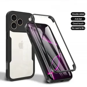 Multi-Color 360 All-Inclusive Protective Case,Two-Piece Hybrid Soft Frame Clear Anti-Yellow Back Cover,Full Raised Camera Protection Shock Absorbing Anti-Drop Shell,Trendy Practical Holiday Gift for Men Women,iPhone12~17 Pro Max Plus Air