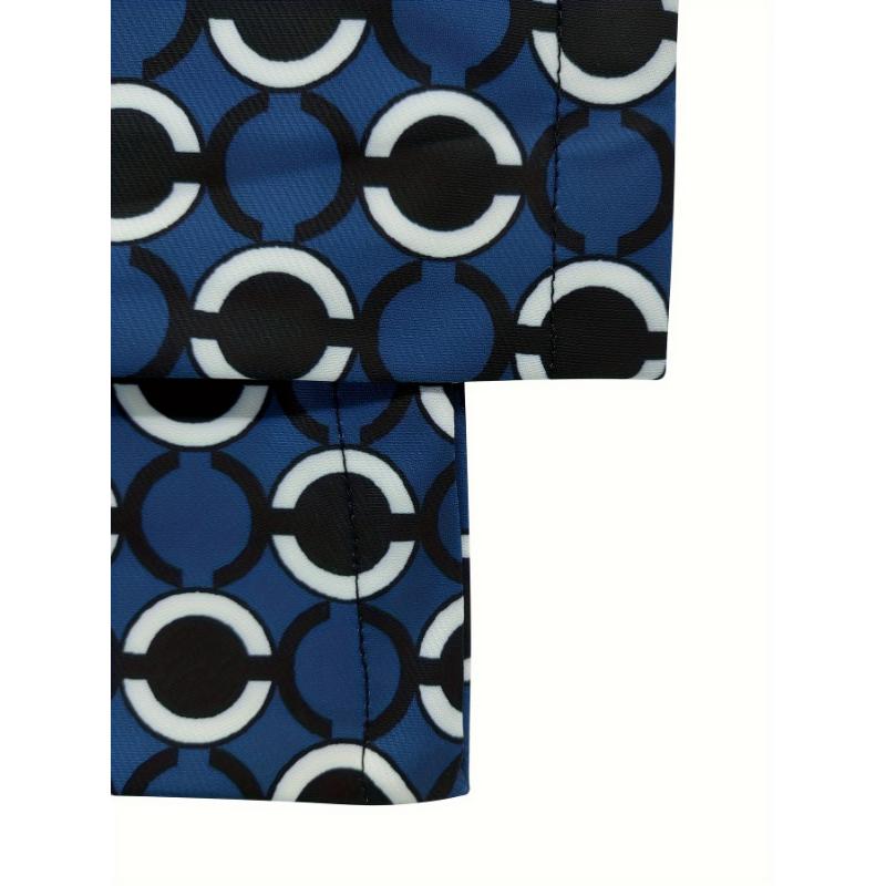 Men's Retro Geometric Polka Dot Print Casual Pants - Street Style Slacks with Dark Blue & Black Pattern, Comfortable Polyester Fabric, Machine Washable, All-Season Wear Menswear Stretch