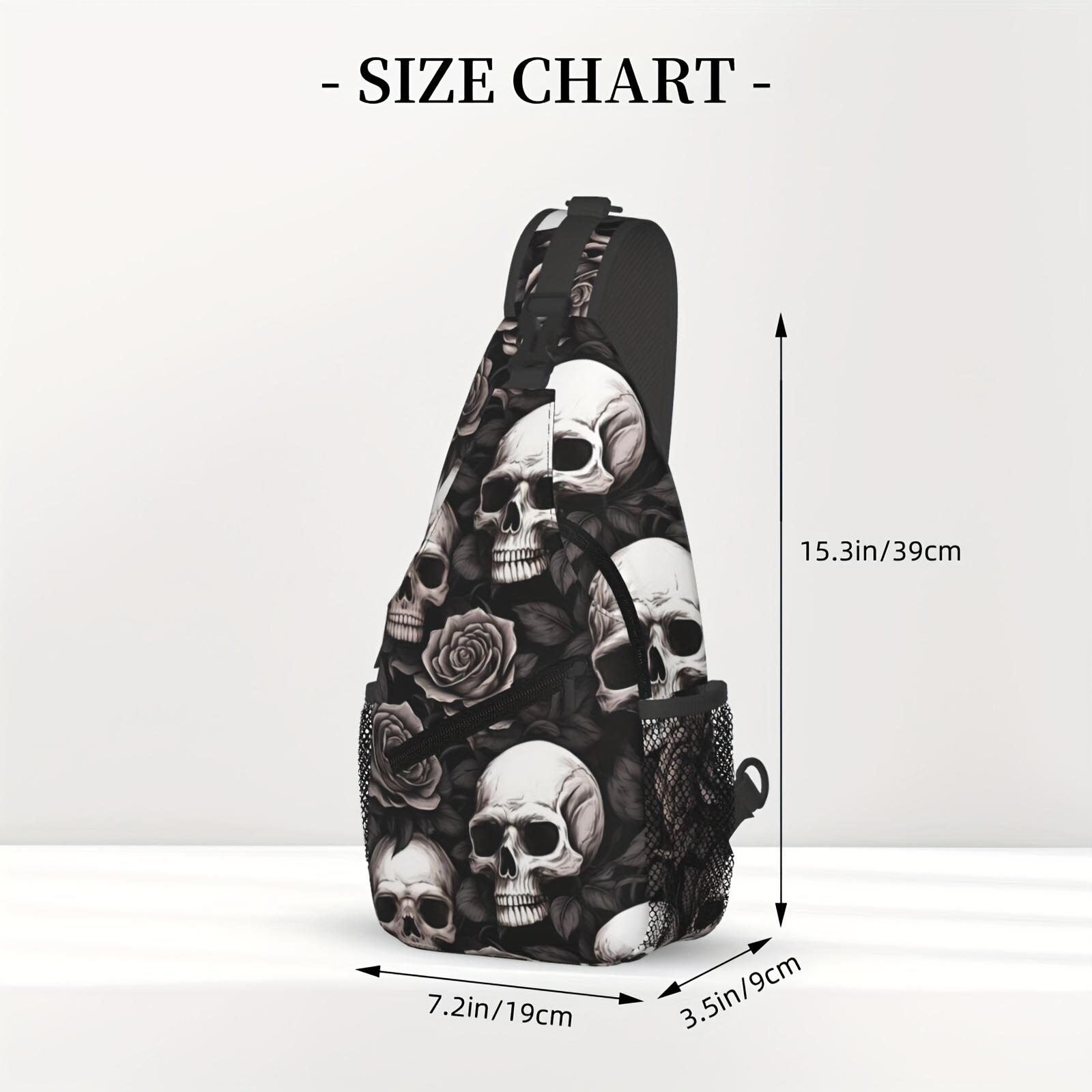 A Versatile Crossbody Chest Bag Designed for Hiking, Featuring a Skull  White Roses Pattern. This Folding Backpack Offers Ample Storage  Is Stylishly Durable, Suitable for Shopping, Work, Travel, Beach Outings, Fishing, Halloween, School and