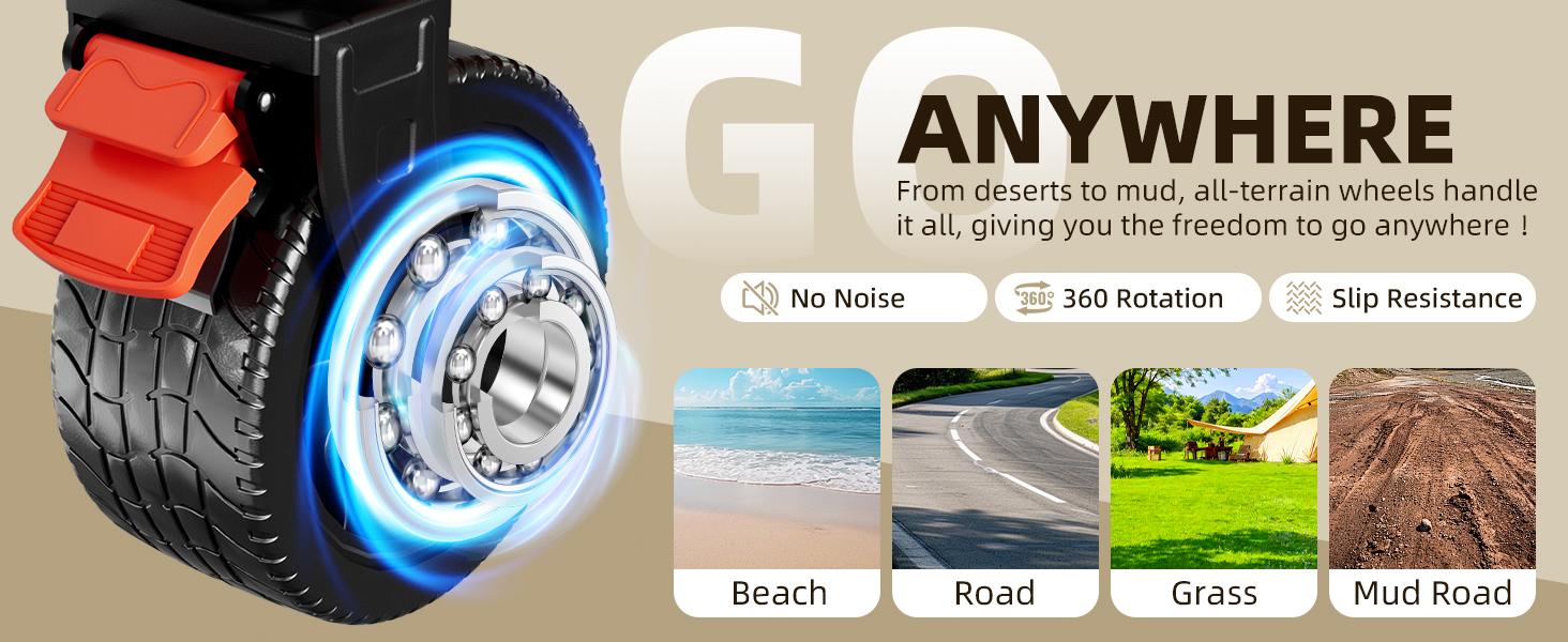 39" L Collapsible Wagon Cart, 220L Large Capacity and 440Lbs Heavy Duty, Lightweight 15lbs Folding Garden Cart with Silent All-Terrain Wheels for Beach, Camping Grass and Grocery, Black