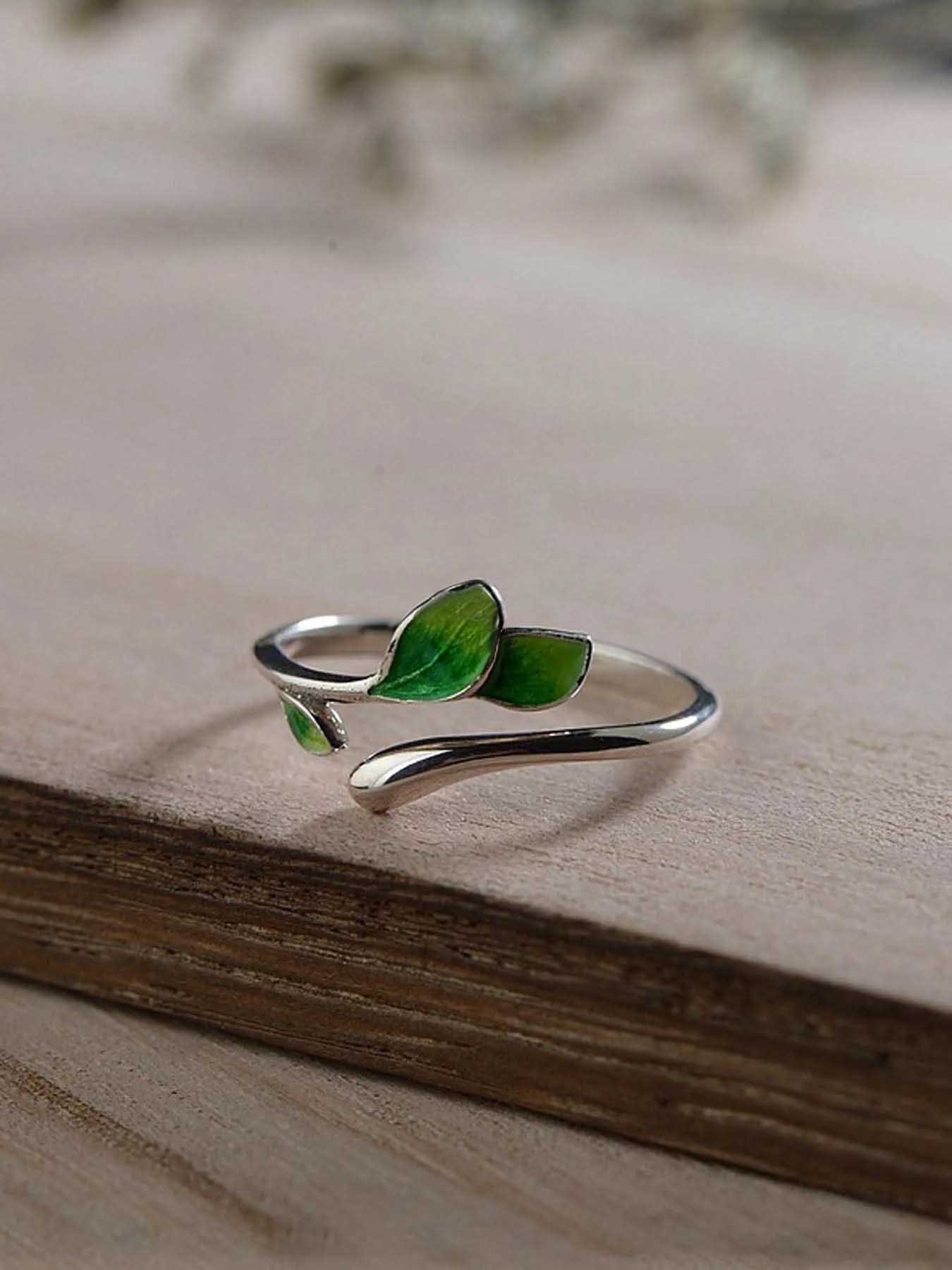 Vintage Leaf Design Cuff Ring, Adjustable Open Ring, Elegant Casual Ring, Fashion Jewelry Accessories for Women & Girls, Trendy All-match & Exquisite Jewelry for Birthday Gift