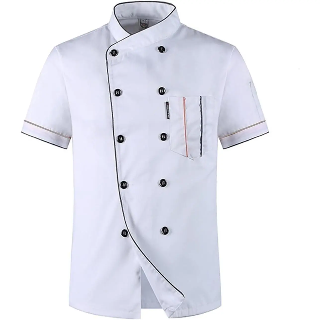 Men's Chef Coat Uniform Short Sleeve Cook Jacket Restaurant Kitchen Work Breathable Clothes