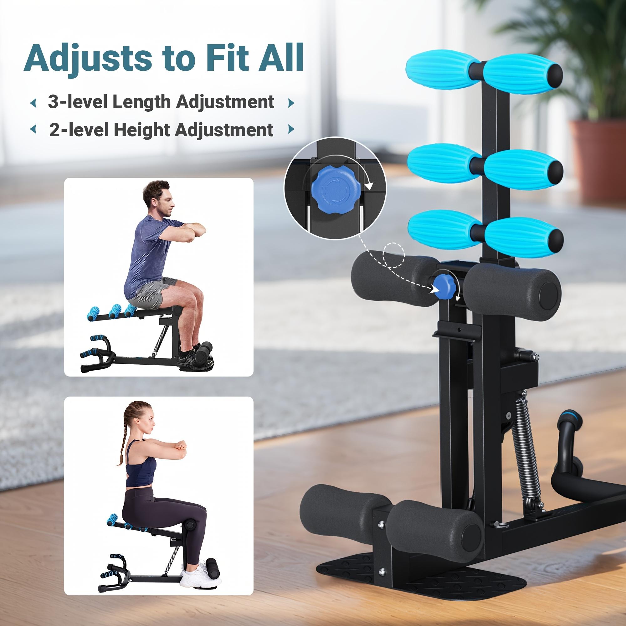 Squat Machine, 4-Dimensional Adjustable Squat Trainer, with 3 Lengths + 2 Heights + 4 Resistance Levels + 360°         Full Body Training Rotating Machine, Built-in Massage Roller + Intelligent Resistance Adjustment System, Fast Shipping from the USA
