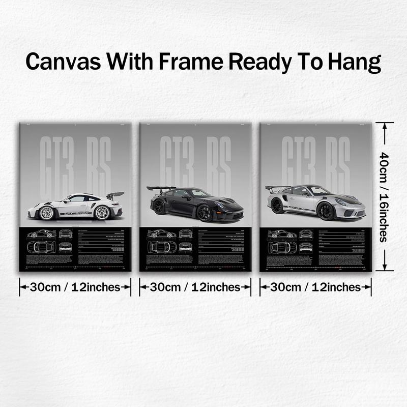 3 Counts Wooden Framed Canvas, Cool Supercar Poster, Exquisite Sports Car Patterns, Exquisite Fashion Poster, Perfect Living Room Decoration, Modern Art, Family Poster, Wall Art Decoration, Ideal Gift, Waterproof, Artwork, Modern Home Decor