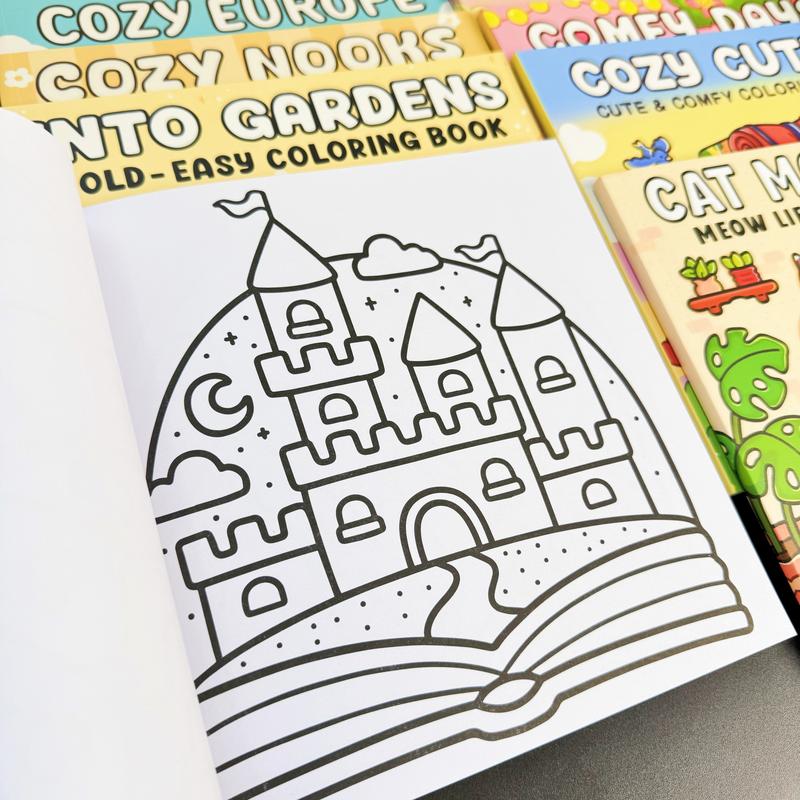 12-Piece Thick Coloring Book Set with 36 Colors, Coloring Book Markers, Cute Designs, Multiple Themes, Perfect for Daily Leisure & Holiday Gifts