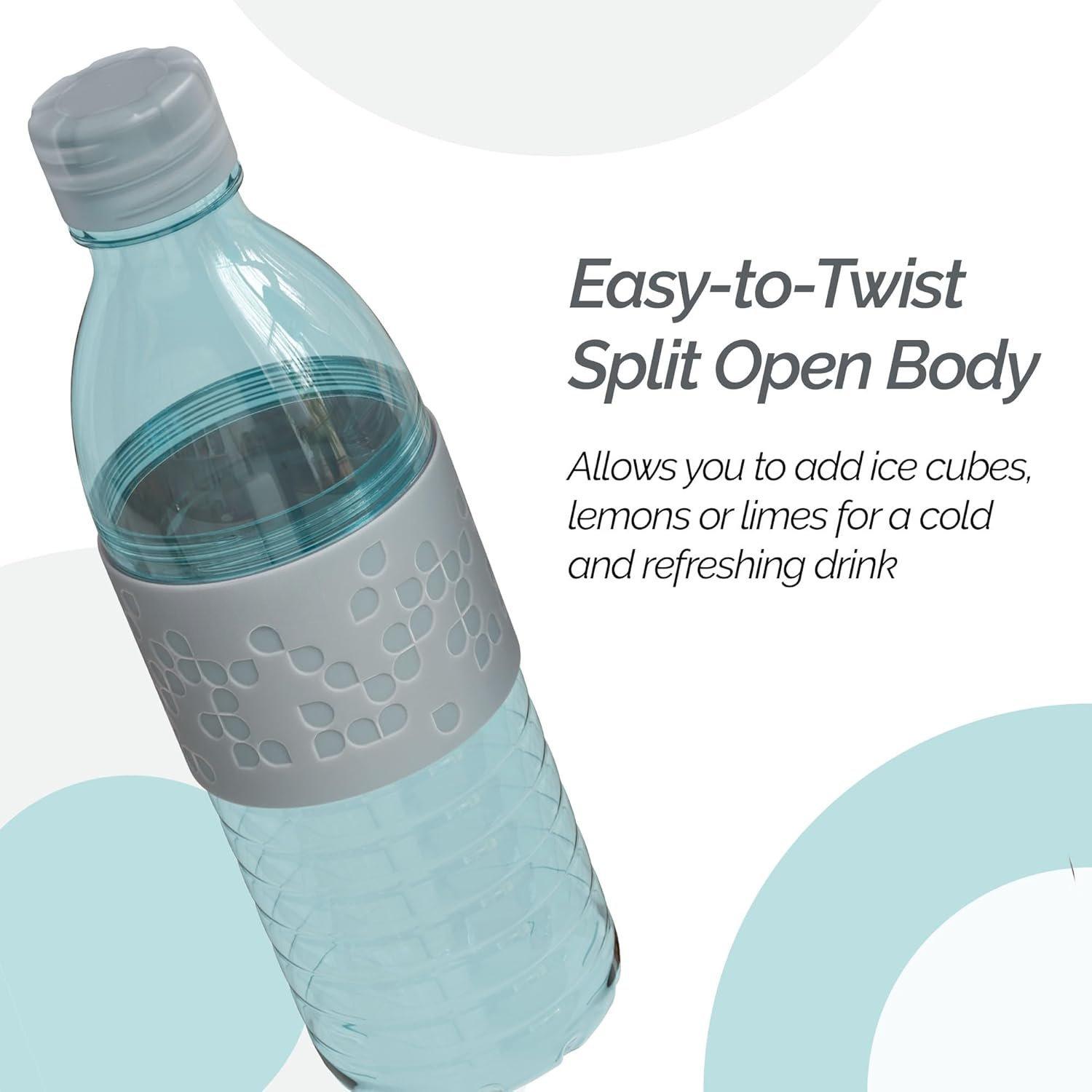 Water Bottle with Chug Lid, ,  Plastic, Dishwasher Safe,  for Travel, School, Outdoors, and Gym, Hydra 16.9oz, Set of 2, Light Blue & Gray