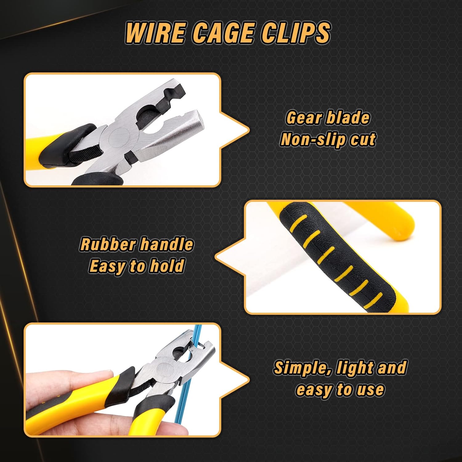 300pcs/900pcs Metal Clips for Rabbit & Chicken Cages Yellow/Orange/Green with Fence Pliers Hog Rings Installation Pliers & Snap Ring Pliers Wire Clamp Tool for Bird & Quail Wire Mesh Cage Building & Installation - Wirepliers