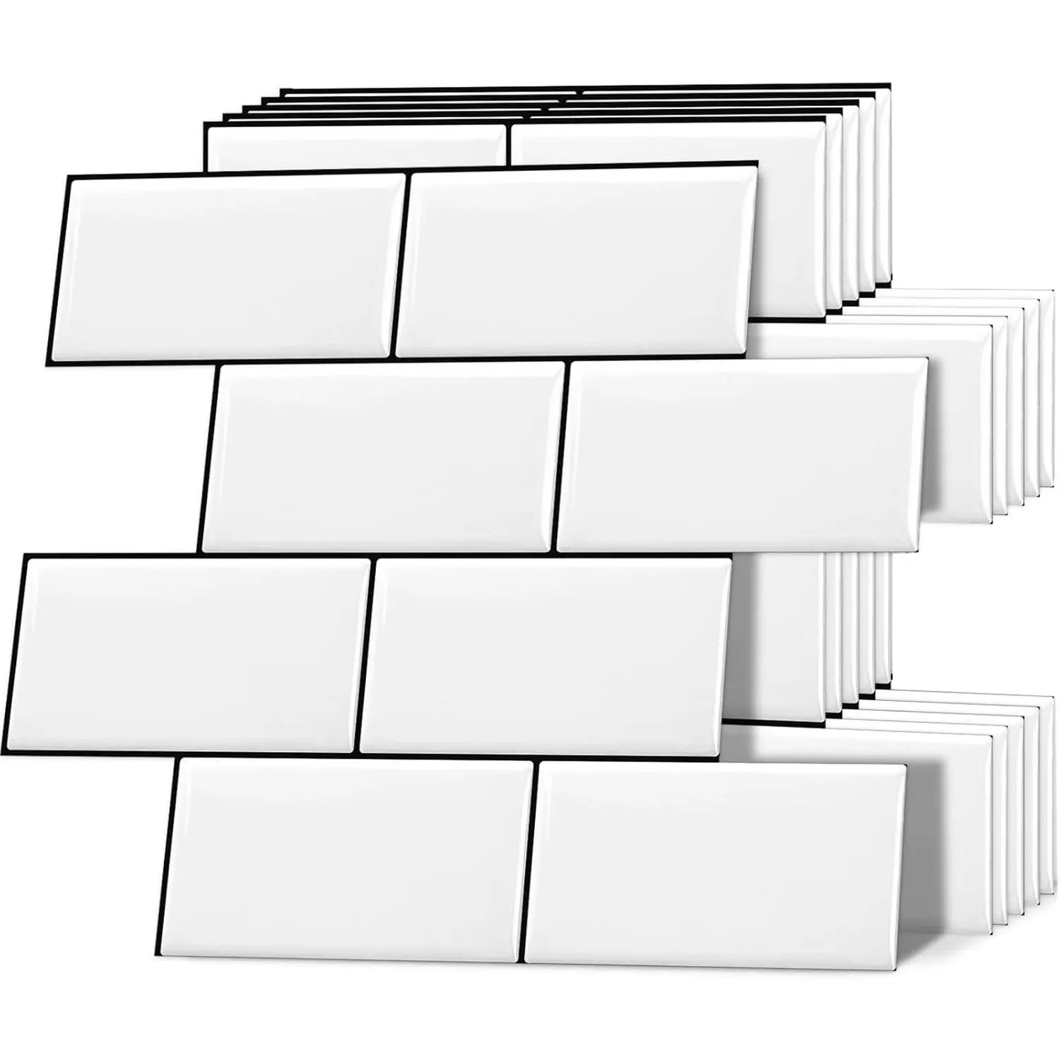 10 Peel and Stick Backsplash Subway Tile for Kitchen Wall, White (Thicker Design)