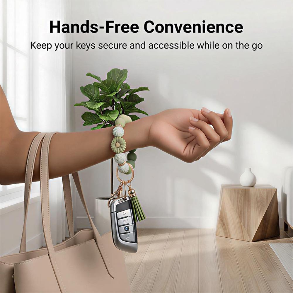 Beaded Floral Tassel Key Fob for Women, Summer Cute Keychain, Bag & Phone Hanging Charm, Practical All-Match Daily & Birthday Gift