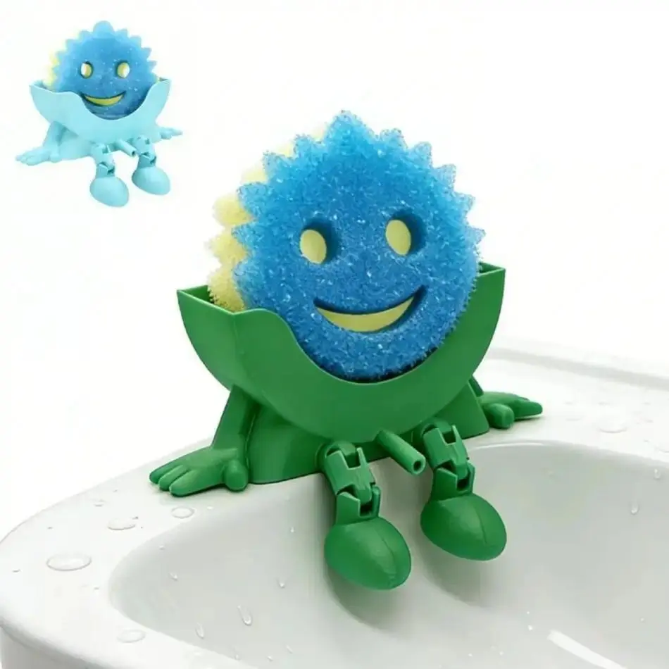 Character Face Cute Figure Novelty Sink Sponge Holder - Kitchen Caddy with Drain Holes, Water-Absorbent Rack for Dishwashing Supplies, Fun Counter Organizer & Household Decor Gadget