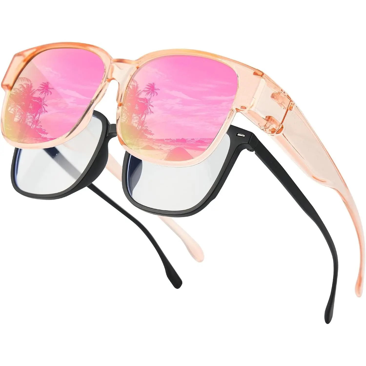 Polarized Fit Over Sunglasses: Wear Over Glasses Sunglasses Wrap Around Fitover Shades for Men Women UV Protection