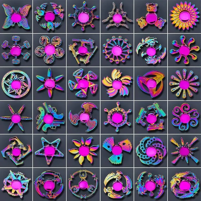 New Metal Rainbow Gradient Color Fidget Spinner R188 Mute Bearing EDC Hand Fingertip Gyro Anti-Anxiety Fun Kids Adult Toys