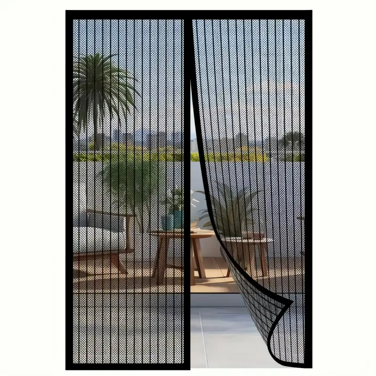 Self-Sealing Bug-Proof Mesh Partition Door, Hands-Free Screen Door, Exterior Door, Sturdy Durable Pet & Kid Friendly, 36x82 and 39x82 Inches
