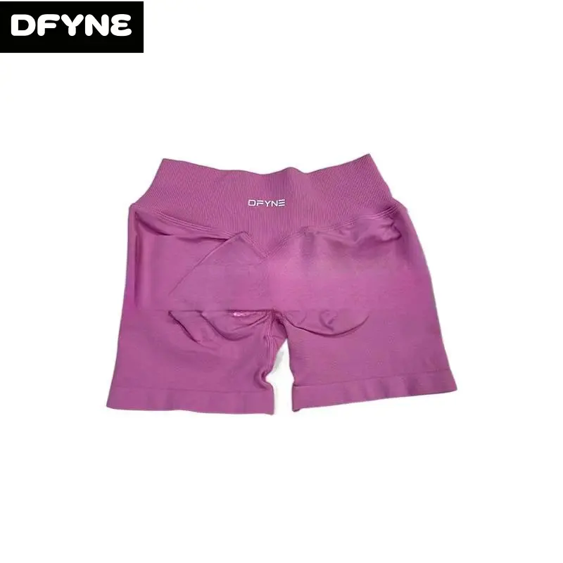 DFYNE Seamless Cross Waist Workout Shorts - Squat Proof Booty Contour Gym Shorts High-Rise Running Athletic Shorts