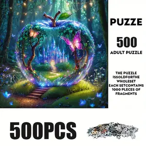 500 Piece Butterfly World Puzzle, Large Adult Family Interactive Toy, DIY Home Decor, Holiday Theme, Durable, Perfect Gift