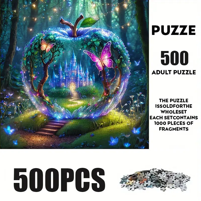 500 Piece Butterfly World Puzzle, Large Adult Family Interactive Toy, DIY Home Decor, Holiday Theme, Durable, Perfect Gift