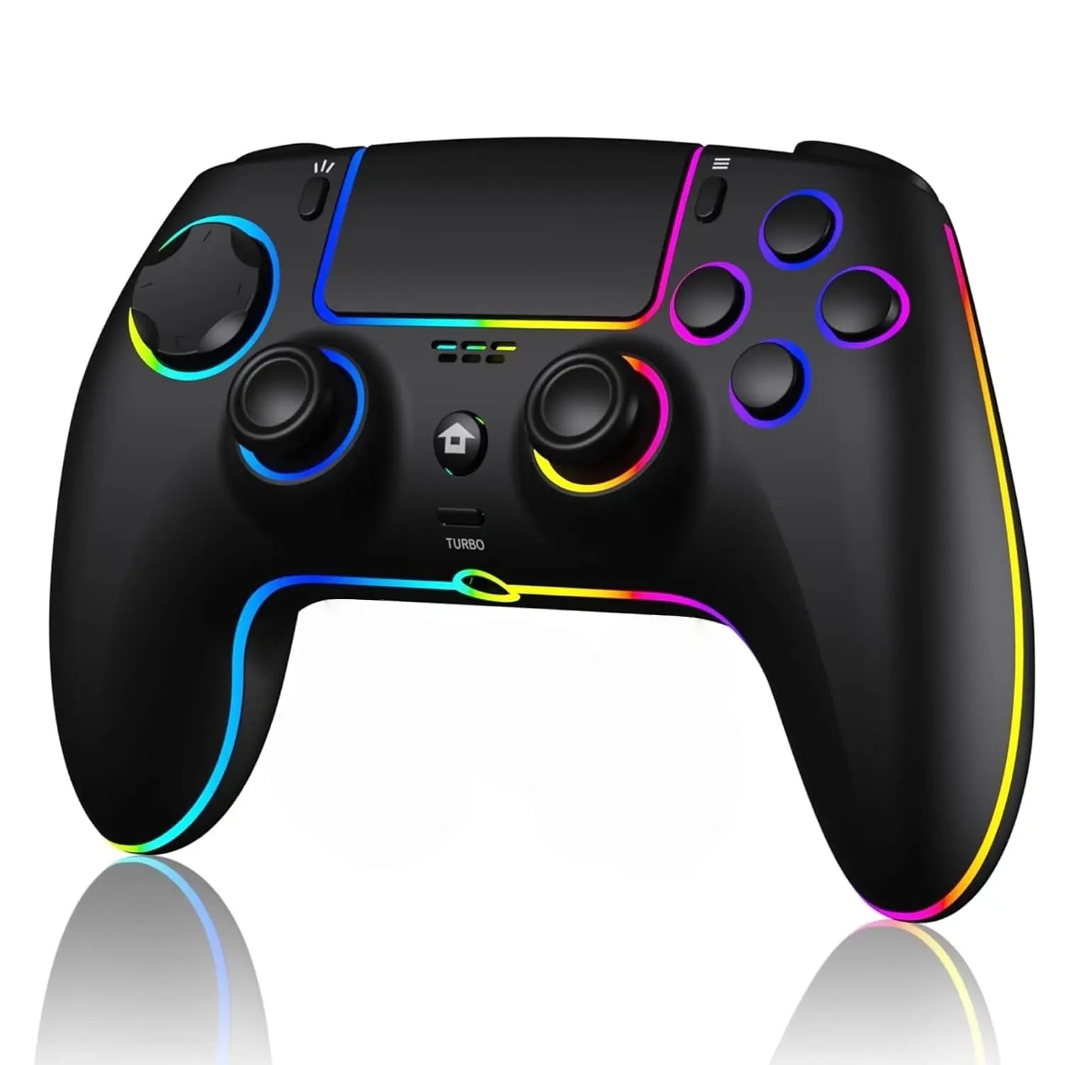Ps5 Wireless Game Controller, Seven-Color RGB Lighting, Compatible with Ps5 Pro/slim, Apple Devices, Steam, Windows, Android 10+, Dual Vibration, Macro Programming
