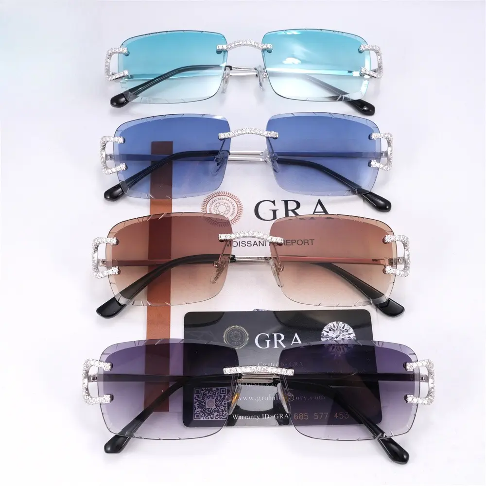 925  Big C VVS D MOISS Clear SunglassesIced Buffs Glasses Polished Trendy Durable Design men's jewelry trendy costume jewelry