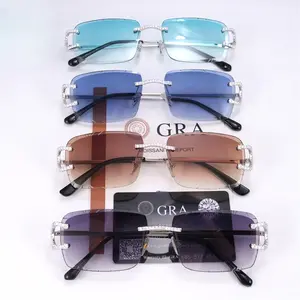 Real 925 Silver Big C VVS D MOISSANIT Clear SunglassesIced Buffs Glasses Polished Trendy Durable Design