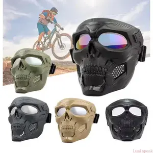 Skull Riding Goggles for Motorbike & Skiing, Windproof Off-Road Glasses, Retro Mask with Windscreen, MA-110-BCP, Outdoor Protection