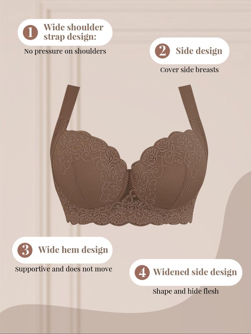 2-Pack Plus Size Supportive Underwire Bras for Women, Full Coverage Push-Up Anti-Sagging Lingerie, Comfortable Sexy Everyday Sports Bras