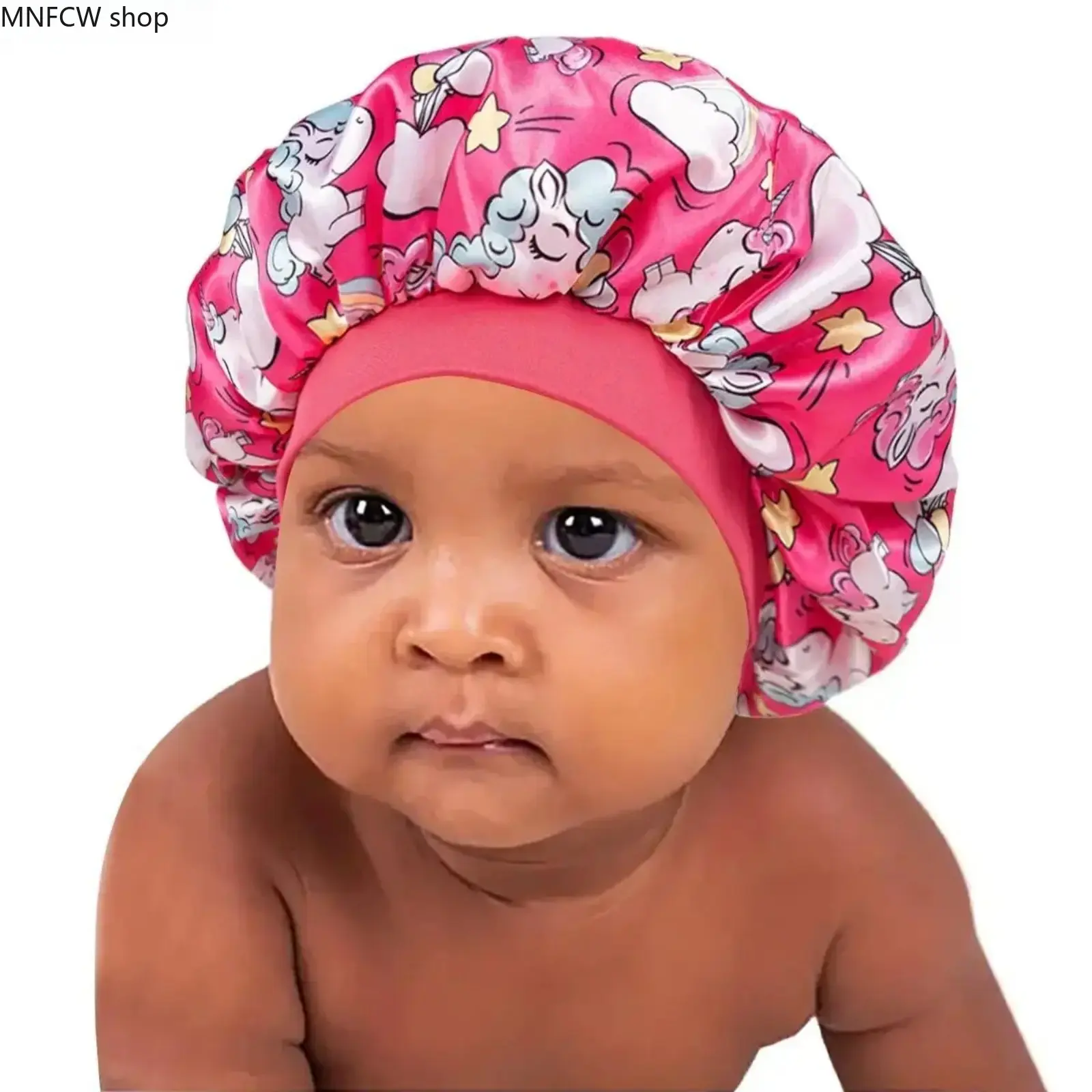 Girls' Satin Sleep Bonnet for Smooth Hair - Cute & Lightweight Hair Protector for Daily Haircare, Travel, and Camping, Curly Hair