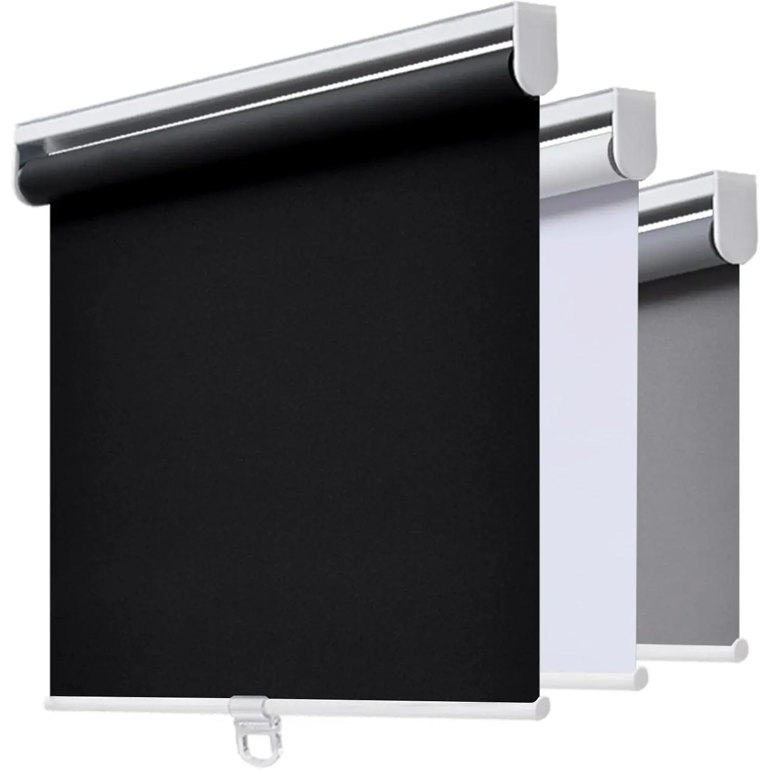 Cordless Roller Shades Blackout Blinds for Windows, Room Darkening Rolled Up Shades with Spring System, UV Protection Window Door Blinds for Home and Office (23" W x 72" H, Black)