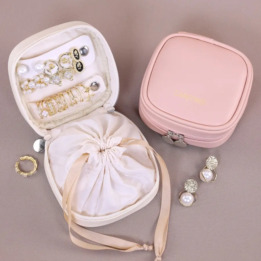 Mini Drawstring Jewelry Bag, Portable Small Earring Necklace Bracelet Storage Pouch, Travel Accessory Organizer, Compact Design