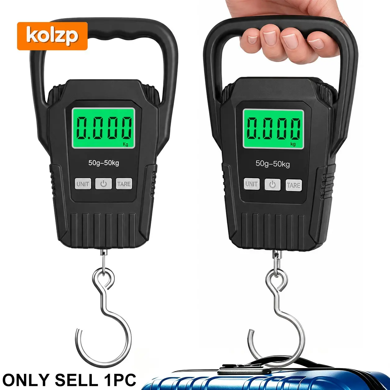 Kolzp 110 Lbs/50 Kg Digital Handheld Luggage Scale, Mini Portable Electronic Scale, Backlit LCD Display, Travel Essential, Gift Idea, Travel Tools, Luggage Weight Scale