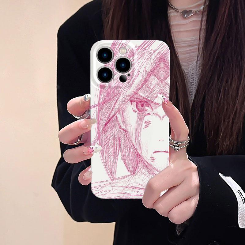 Viral Aesthetic Popular NARUTO Lovers Sasuke Sakura Phone Case for iPhone 11 12 13 14 15 16 17 Pro Max Plus Naruto White Film Cartoon shockproof Cover